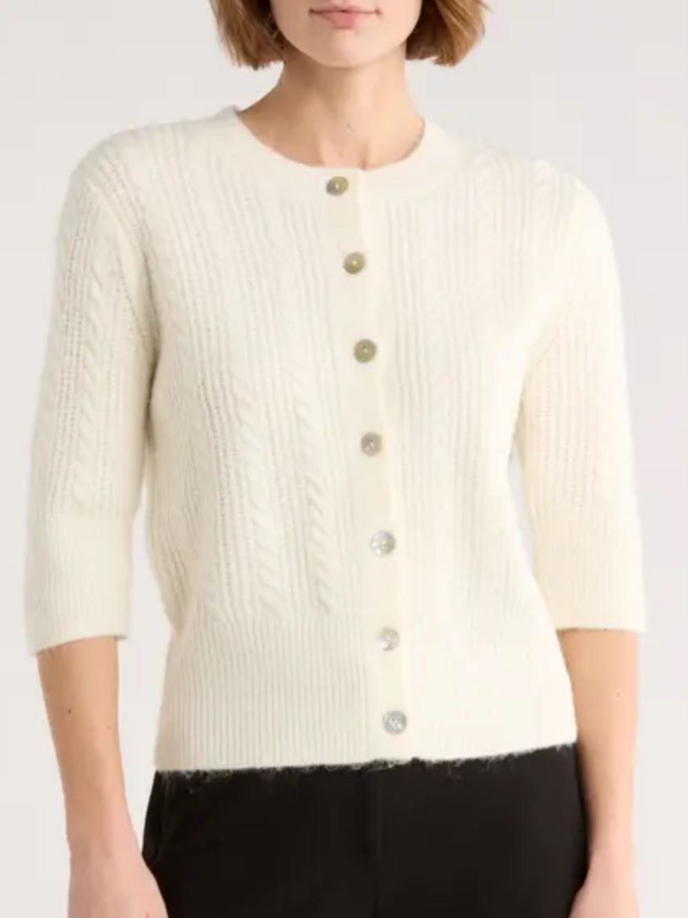 NWT Sanctuary Short Sleeve Cable Stitch Cardigan White